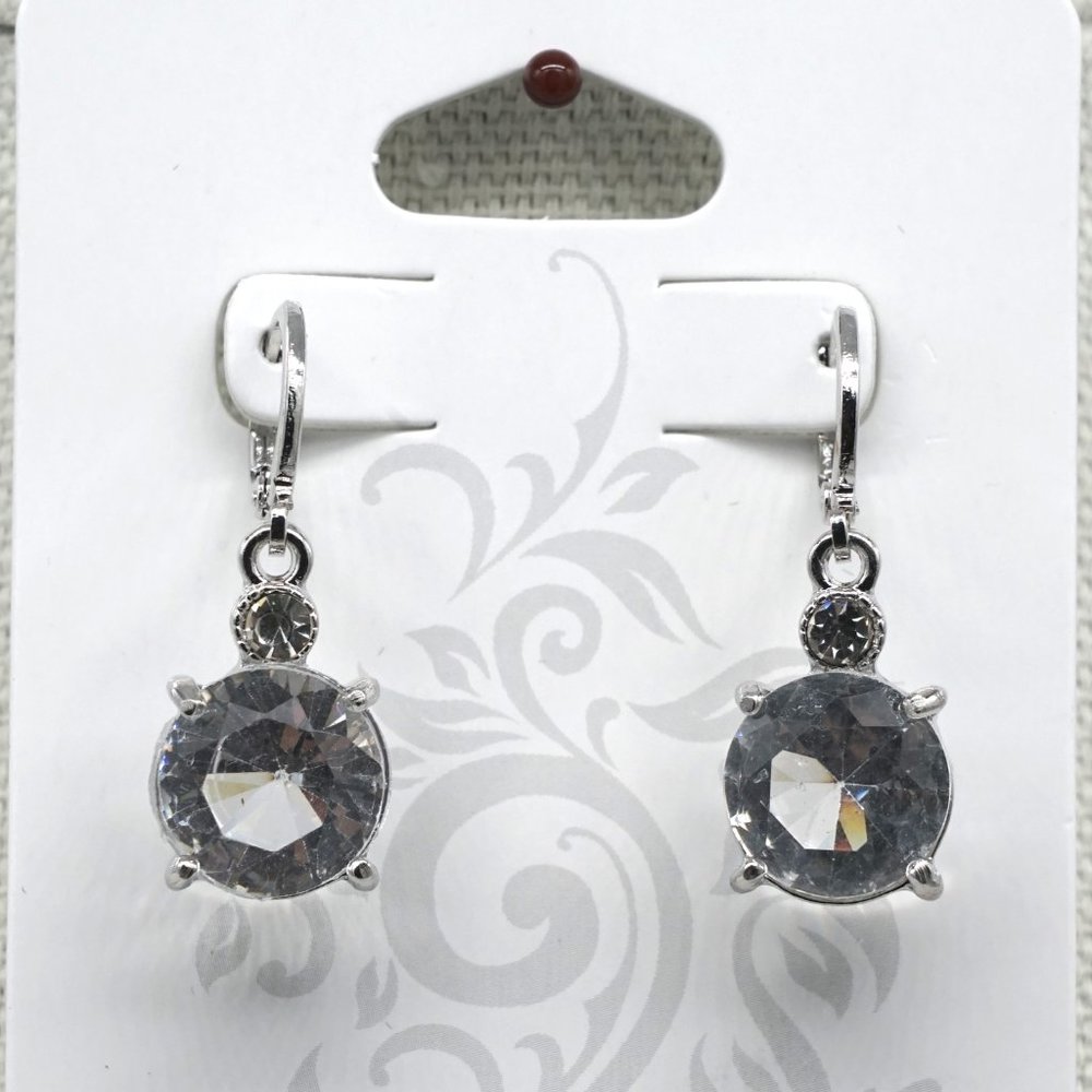 Necklace set with earrings and chain. Clear crystal and chain extension. - Picture 4 of 5